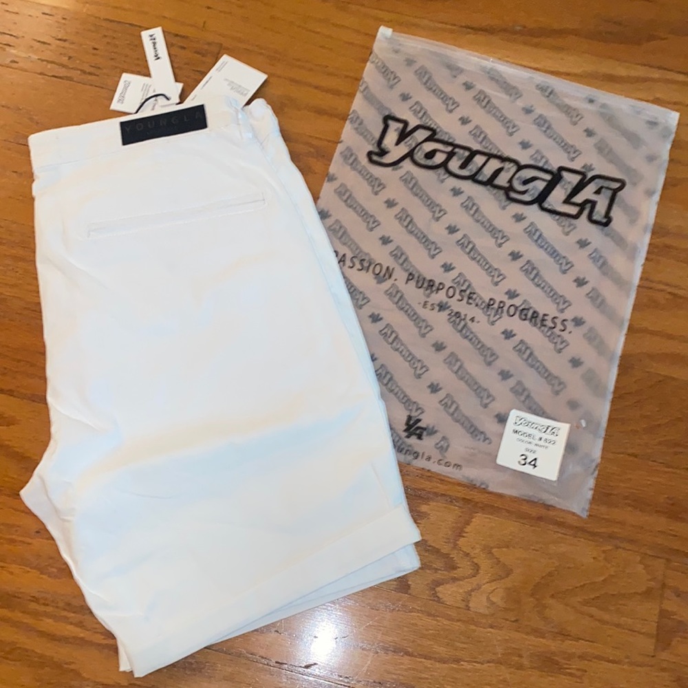 YLA YoungLA white size 34 shorts NWT